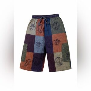 Grateful Dead Patchwork Shorts Unisex Hippie Bear Stealie Festival